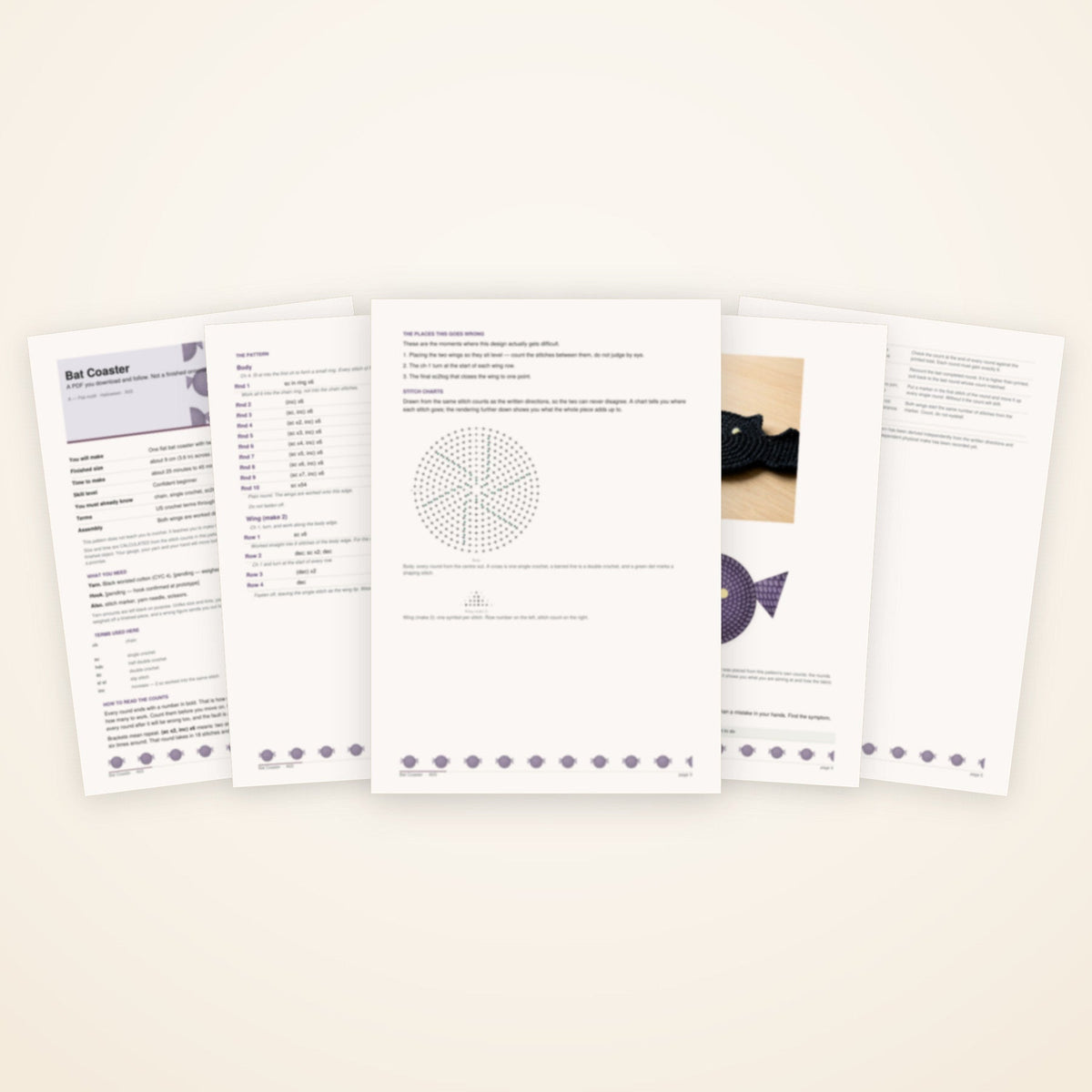 Bat Coaster — the pages included in the download