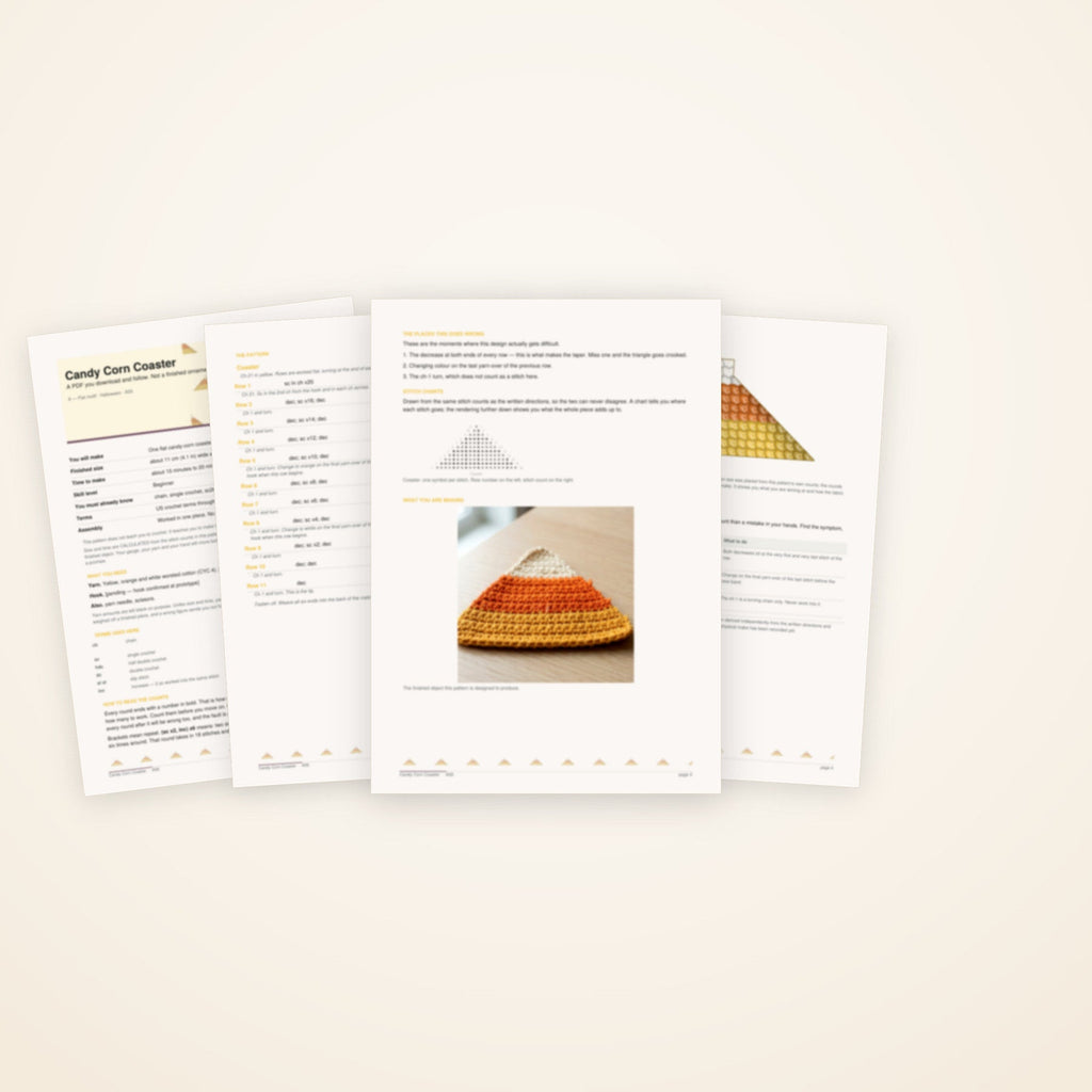 Candy Corn Coaster — the pages included in the download