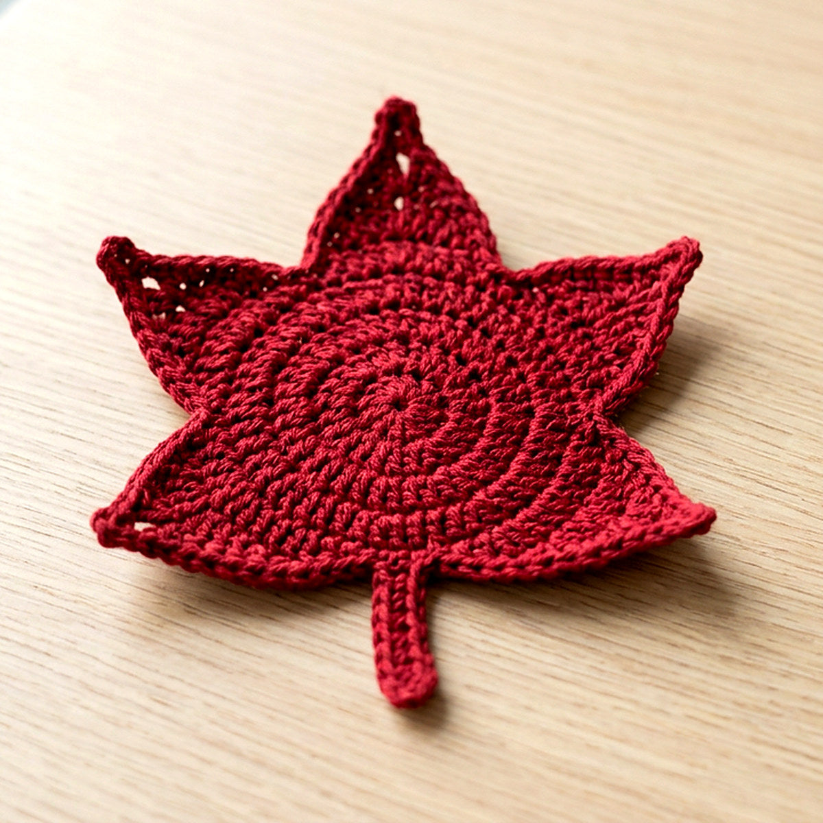 Maple Leaf Coaster — the finished object this pattern is designed to produce