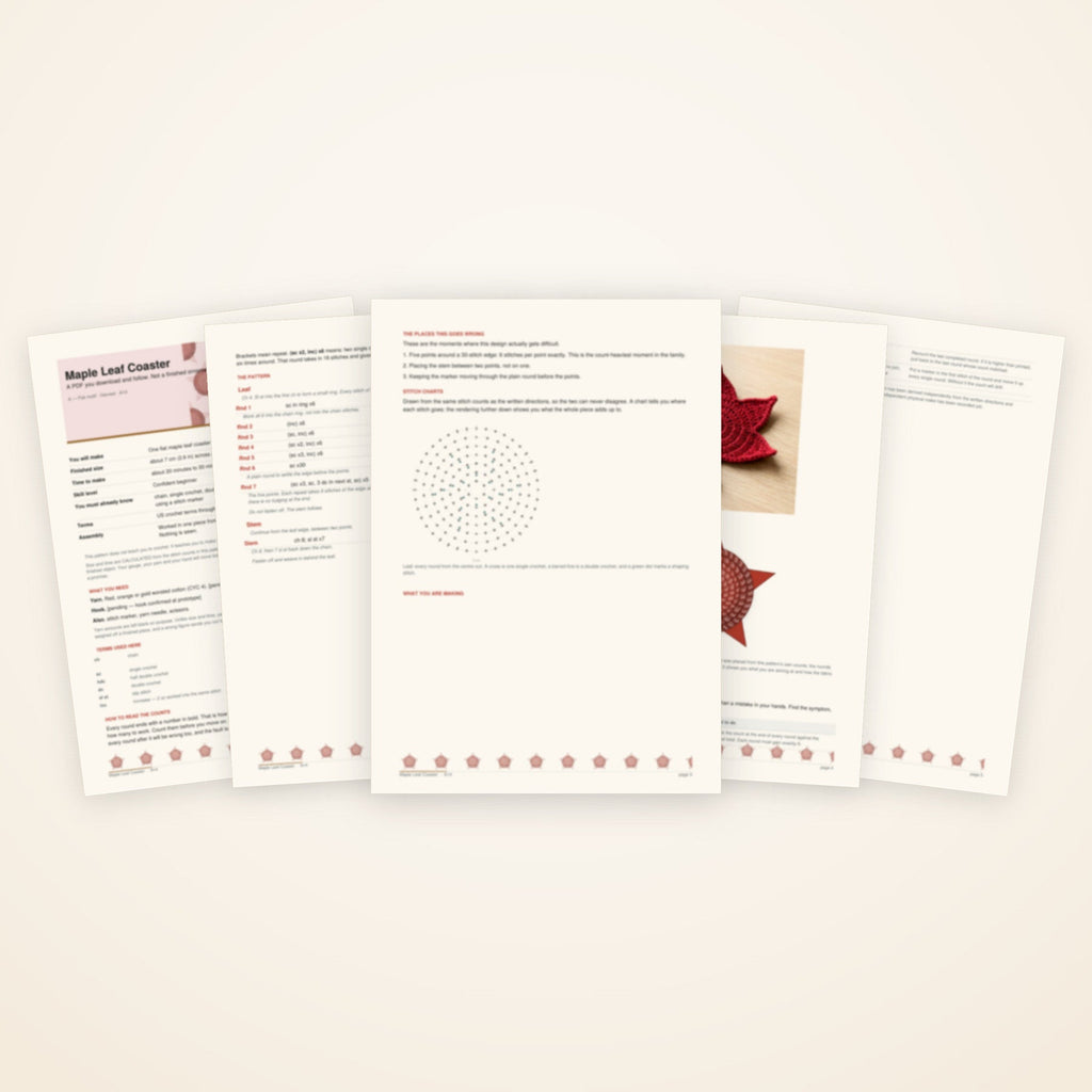 Maple Leaf Coaster — the pages included in the download
