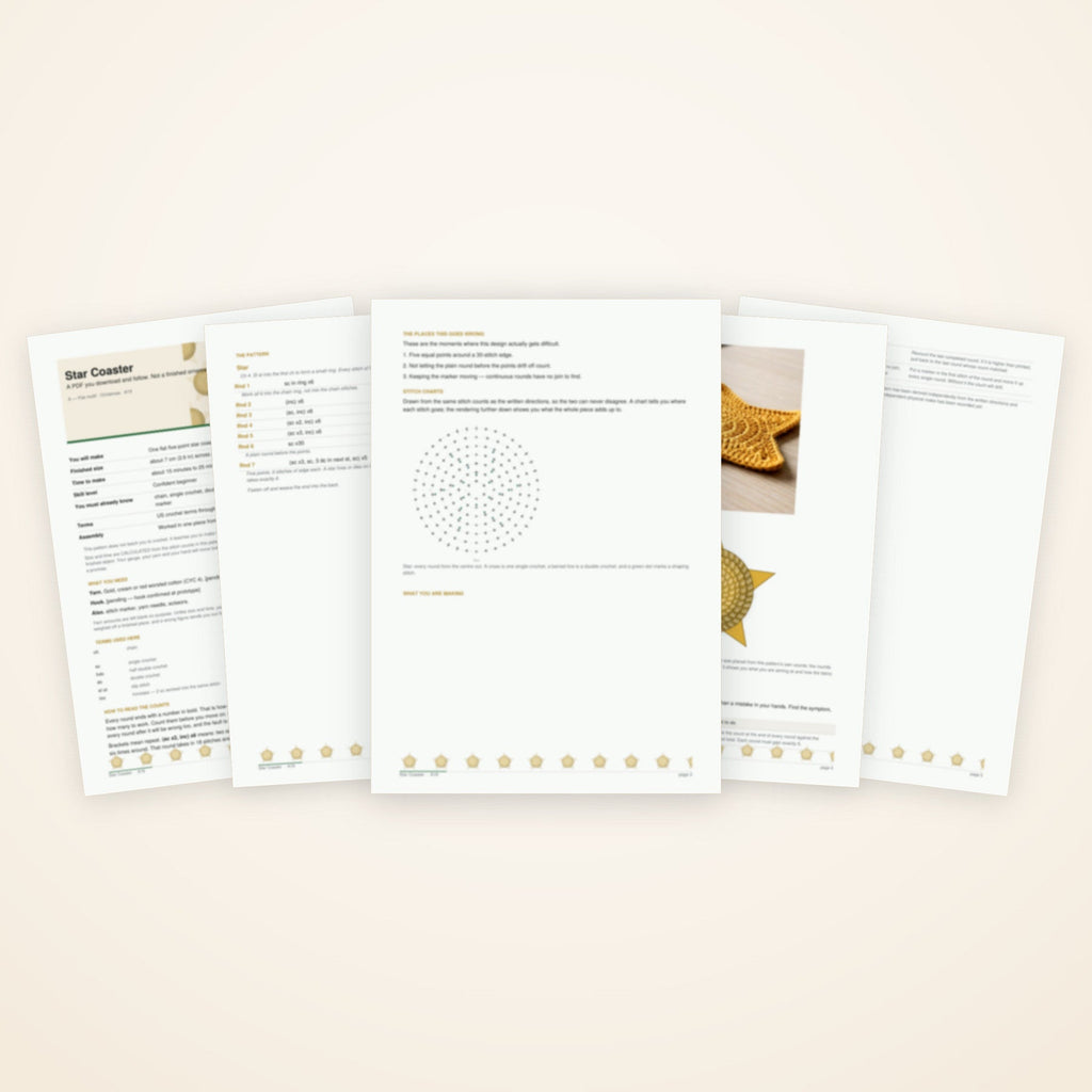 Star Coaster — the pages included in the download