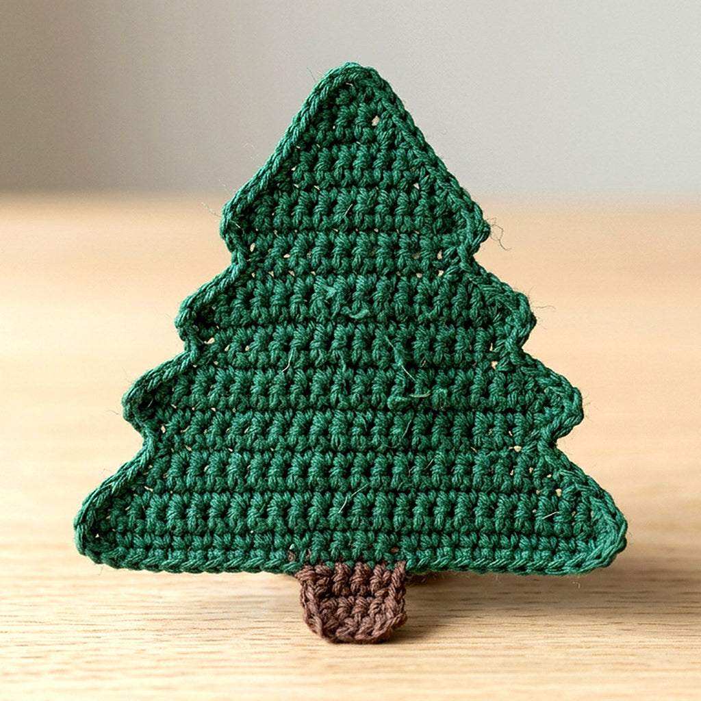 Christmas Tree Coaster — the finished object this pattern is designed to produce