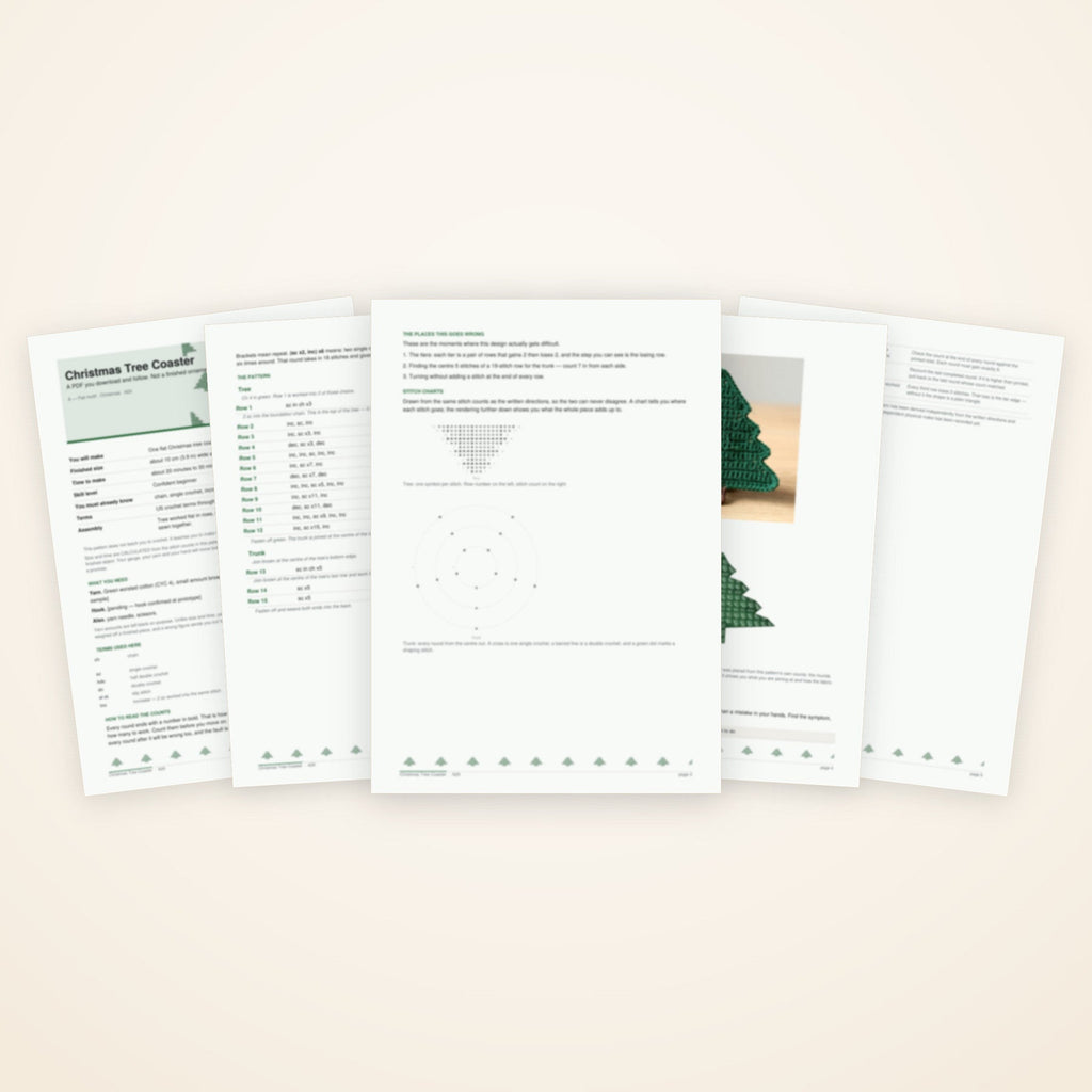 Christmas Tree Coaster — the pages included in the download