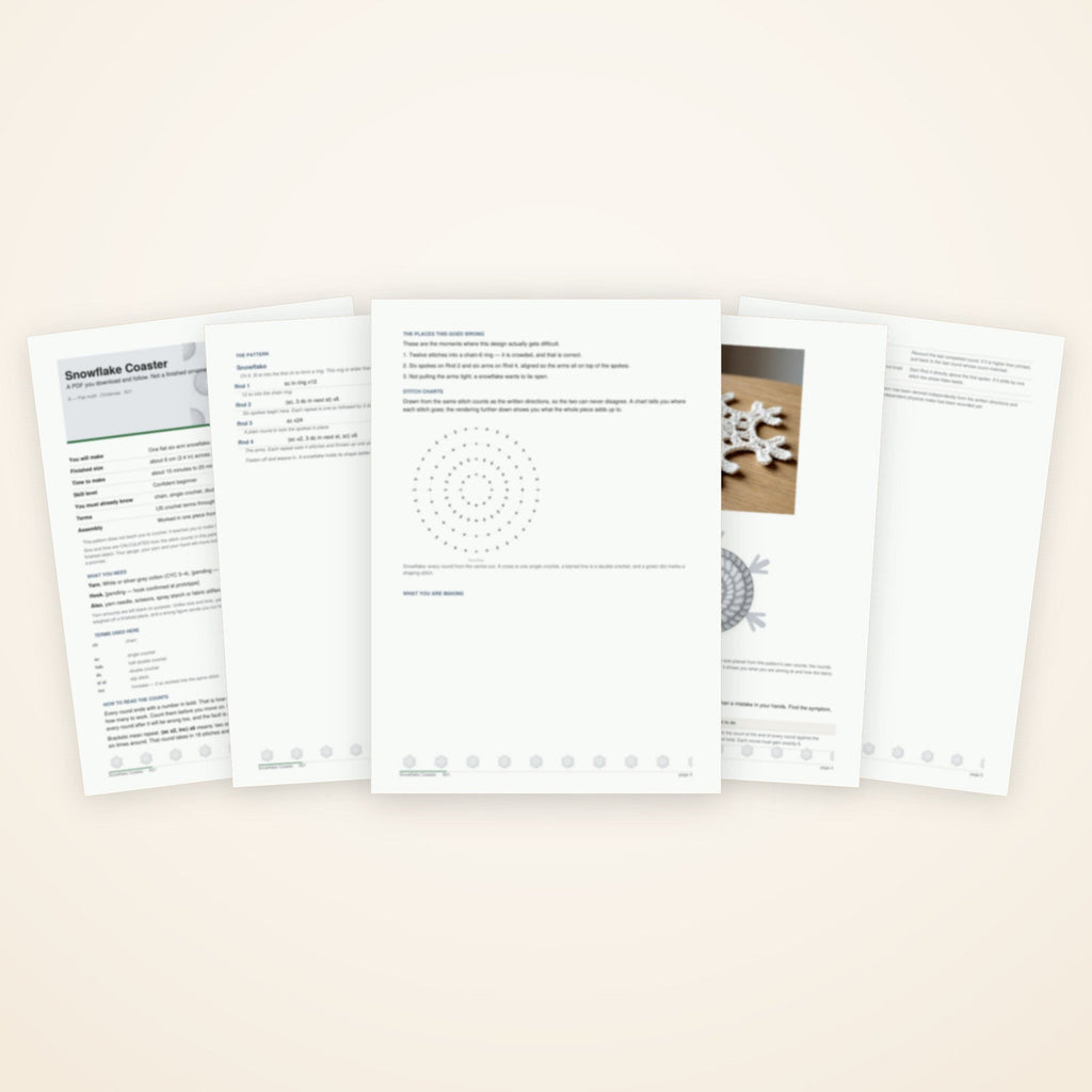 Snowflake Coaster — the pages included in the download