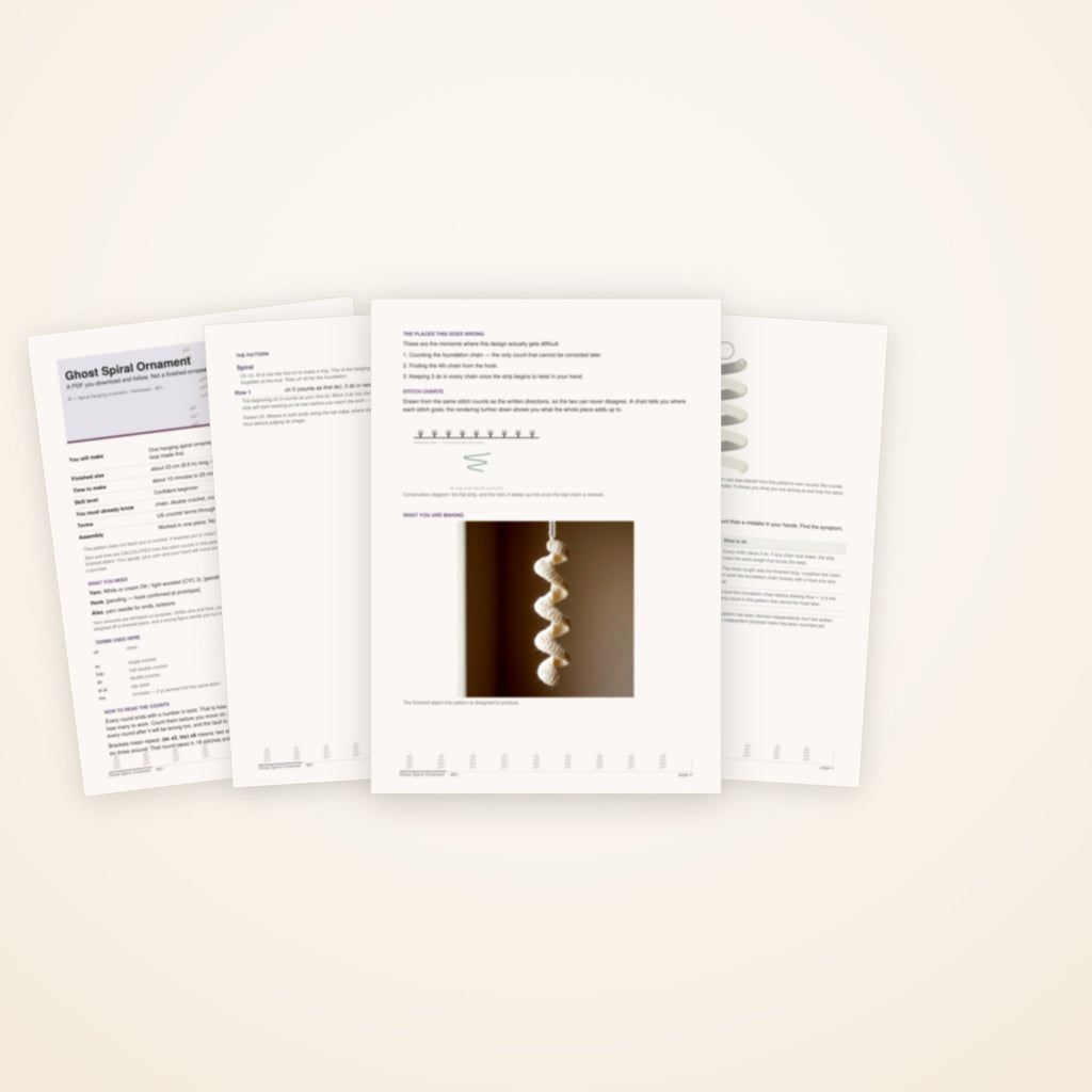 Ghost Spiral Ornament — the pages included in the download