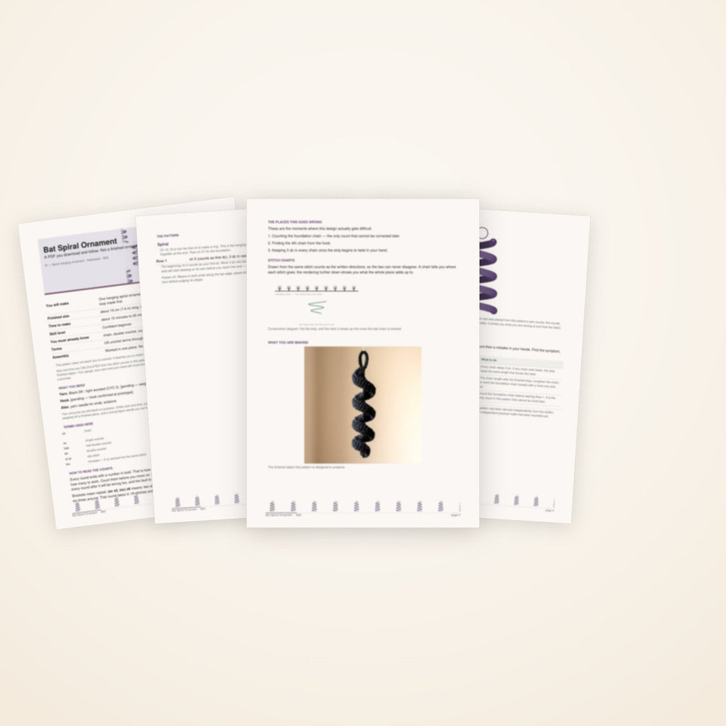 Bat Spiral Ornament — the pages included in the download