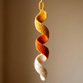Candy Corn Spiral Ornament — the finished object this pattern is designed to produce