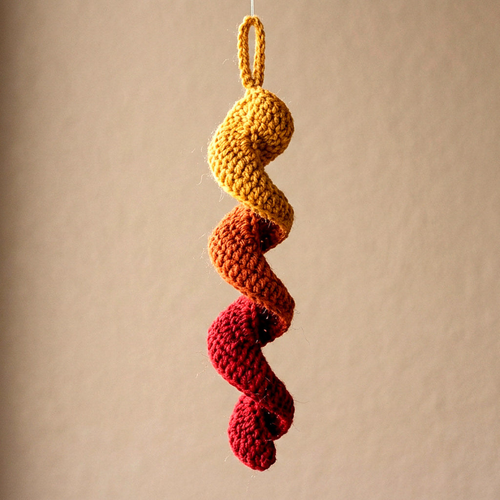 Autumn Leaf Spiral Ornament — the finished object this pattern is designed to produce