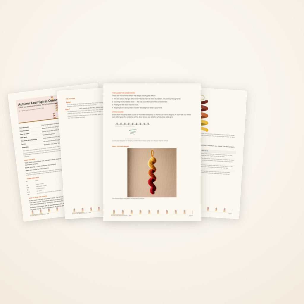 Autumn Leaf Spiral Ornament — the pages included in the download