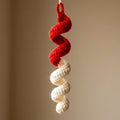 Candy Cane Spiral Ornament — the finished object this pattern is designed to produce