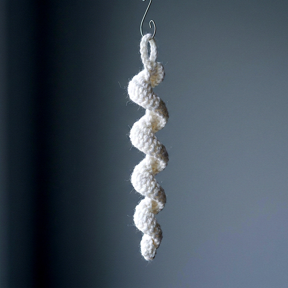 Icicle Spiral Ornament — the finished object this pattern is designed to produce
