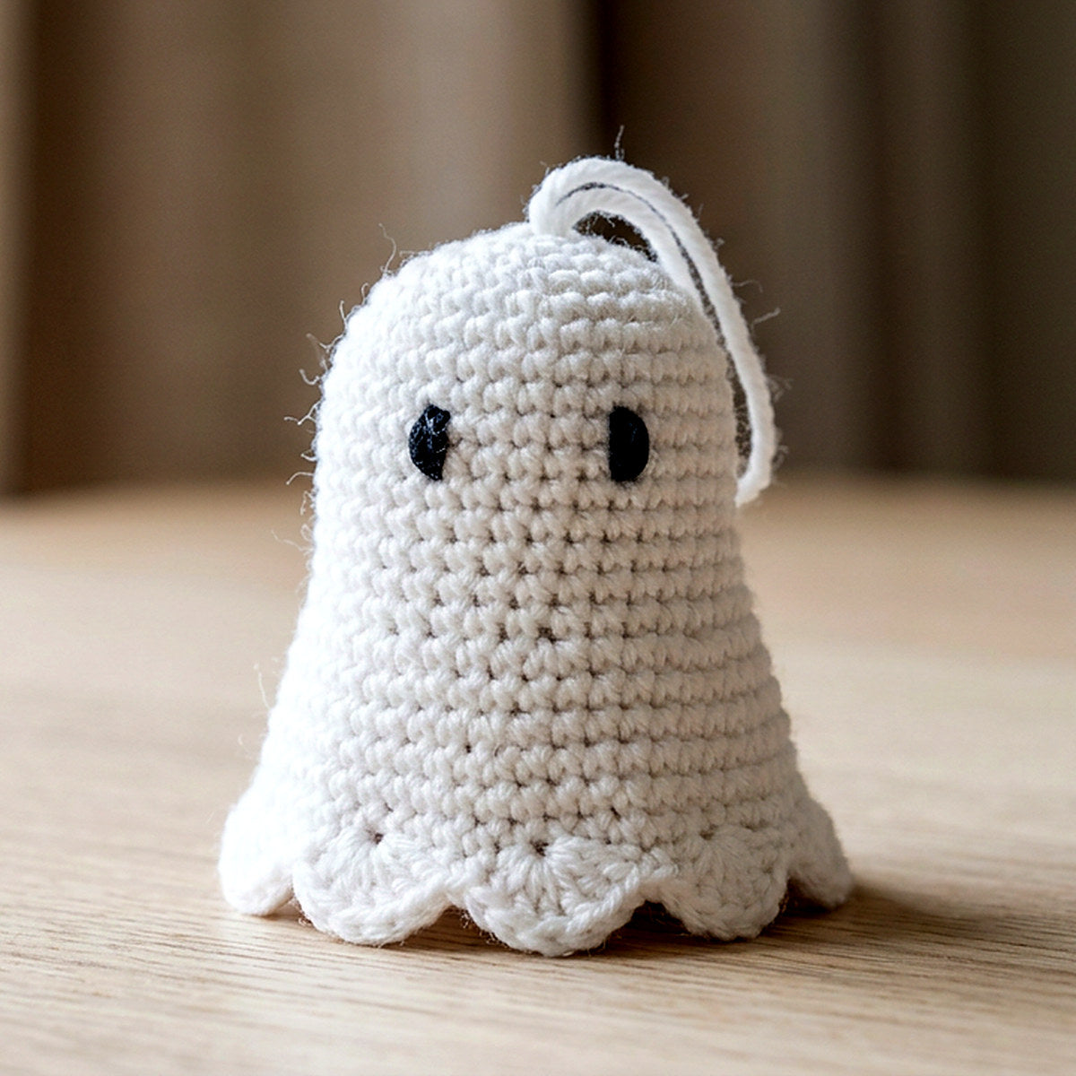 Nell the Ghost — No-Sew Mini — the finished object this pattern is designed to produce