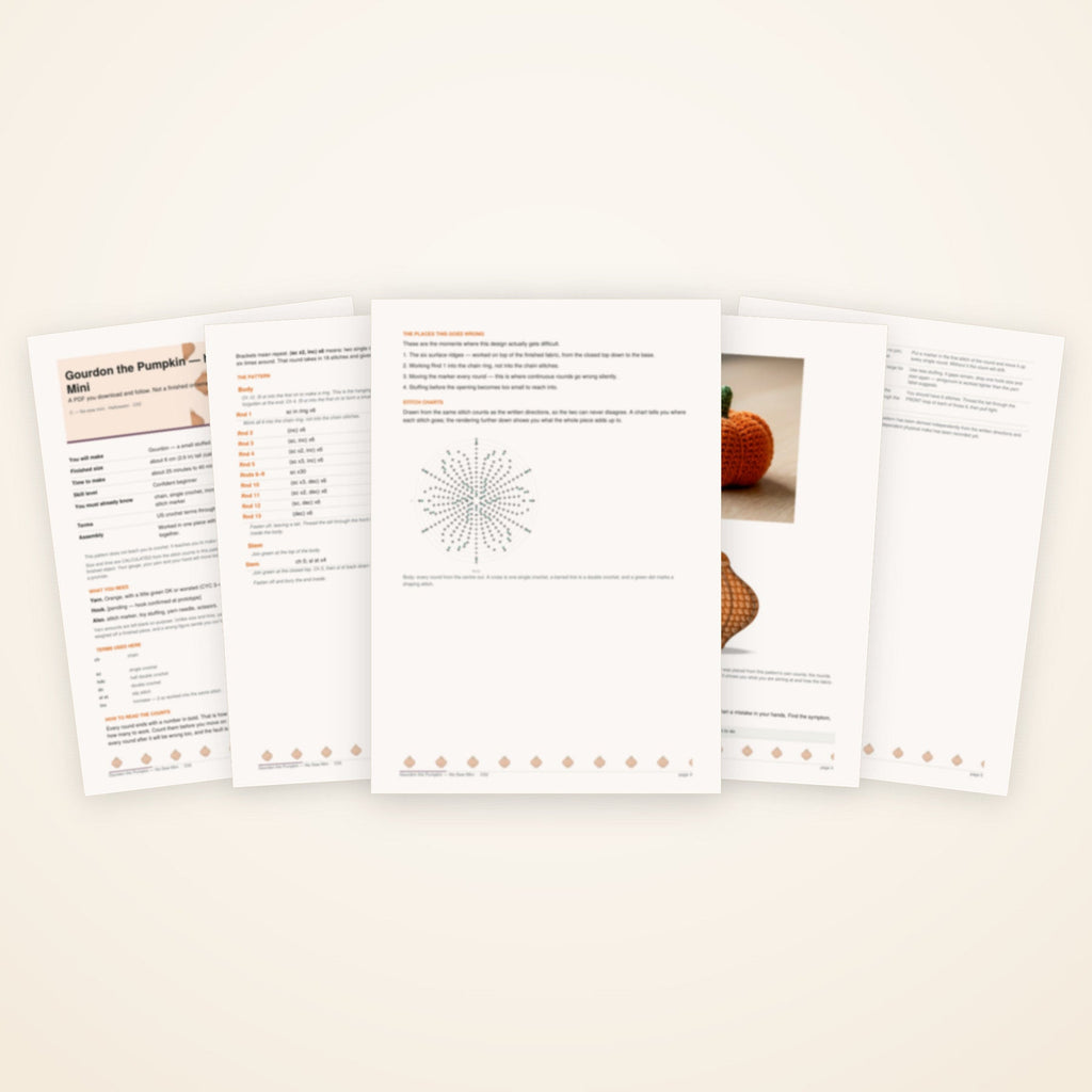 Gourdon the Pumpkin — No-Sew Mini — the pages included in the download