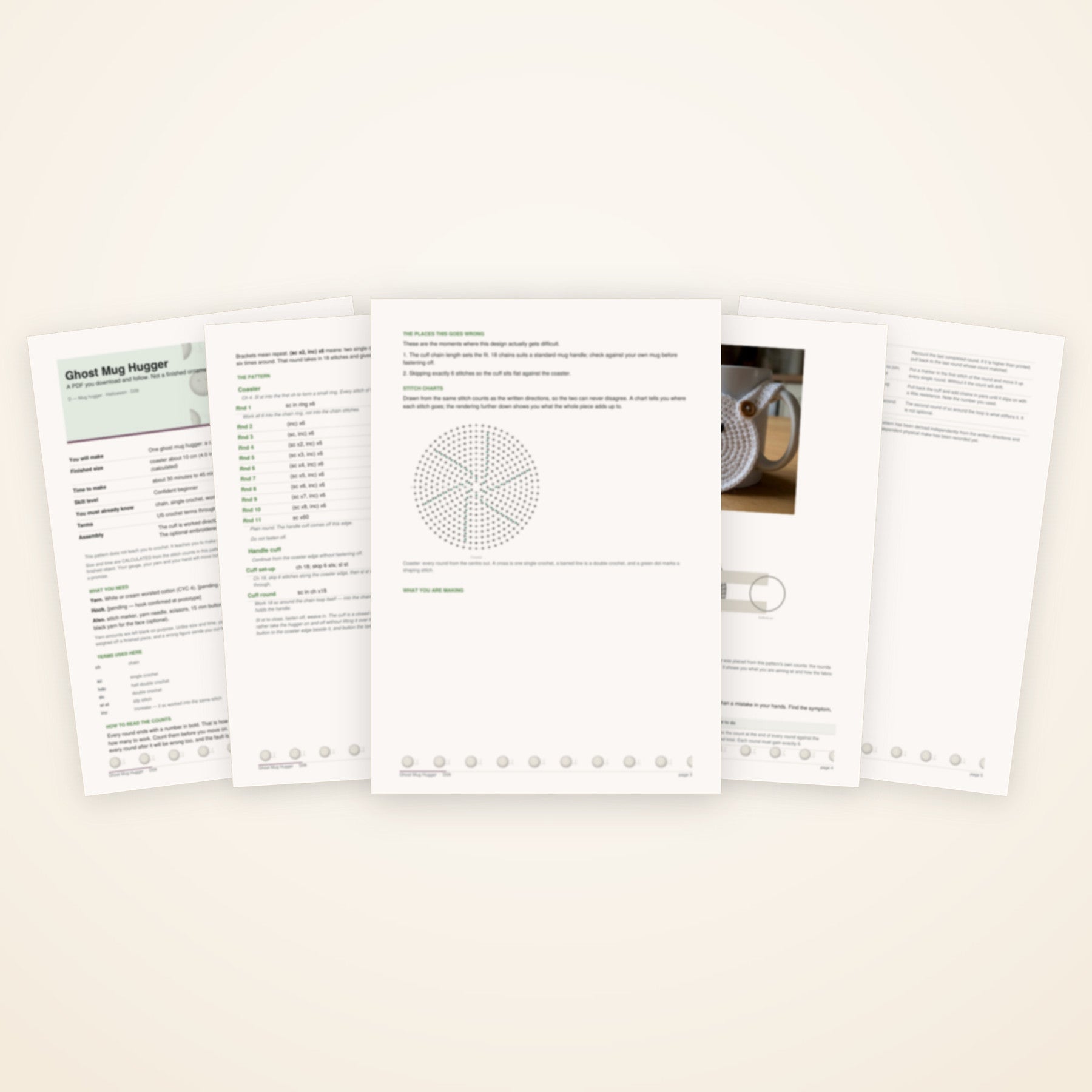Ghost Mug Hugger — the pages included in the download