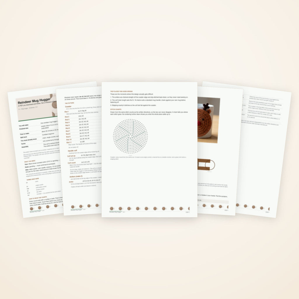 Reindeer Mug Hugger — the pages included in the download