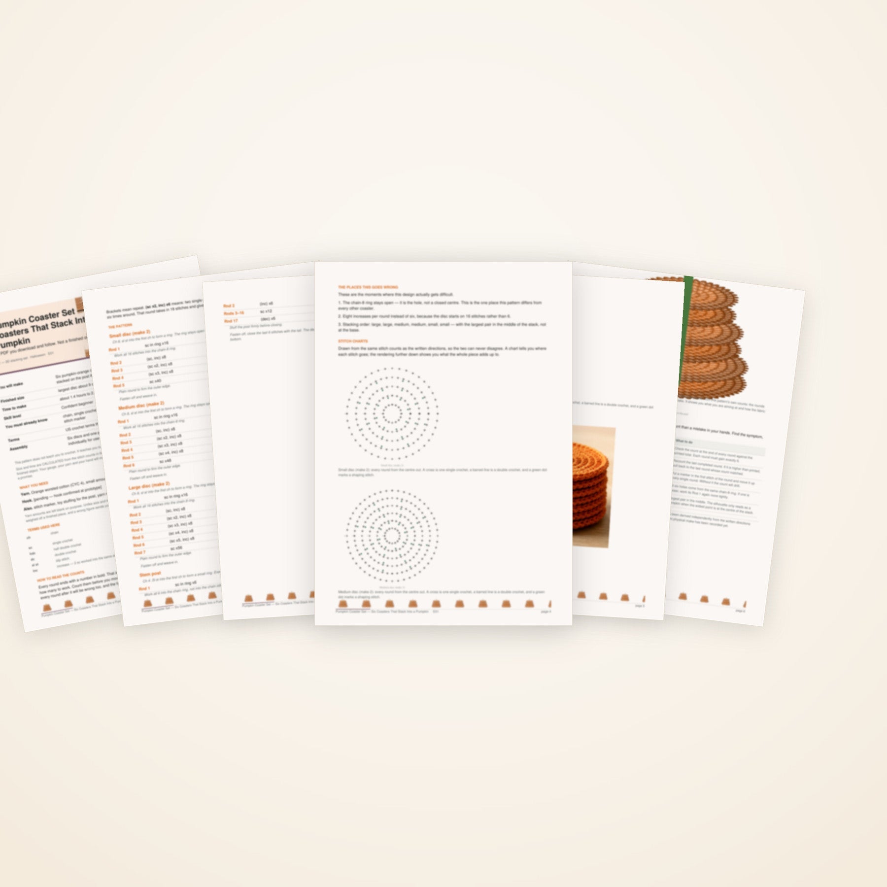 Pumpkin Coaster Set — the pages included in the download