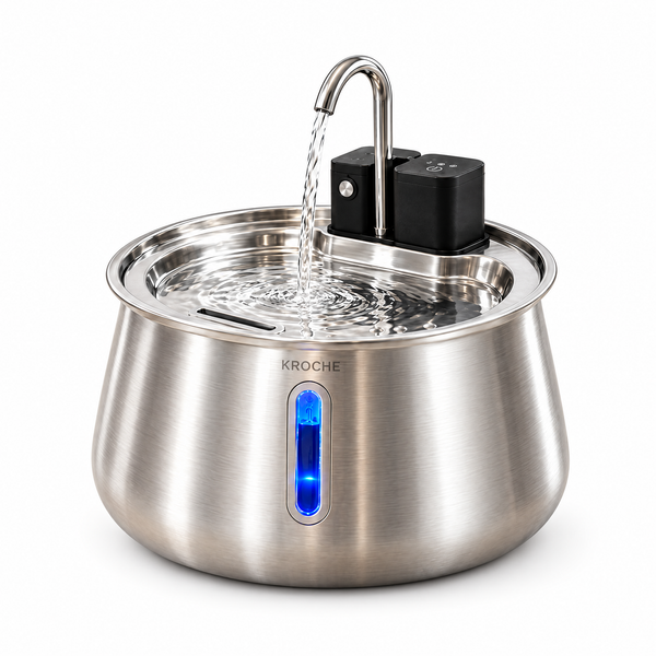 KROCHE Stainless Steel Dog Water Fountain