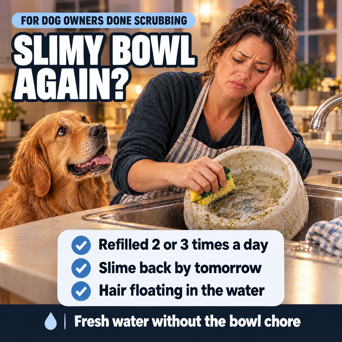 Tired of scrubbing a slimy dog bowl
